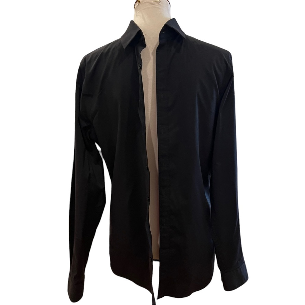 Express Black Fitted Button Down Long Sleeve Shir… - image 2